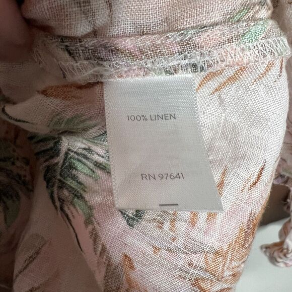 J Jill Love Linen Top Womens Extra Large Tropical Palm Print Lagenlook Vacation - Picture 9 of 15